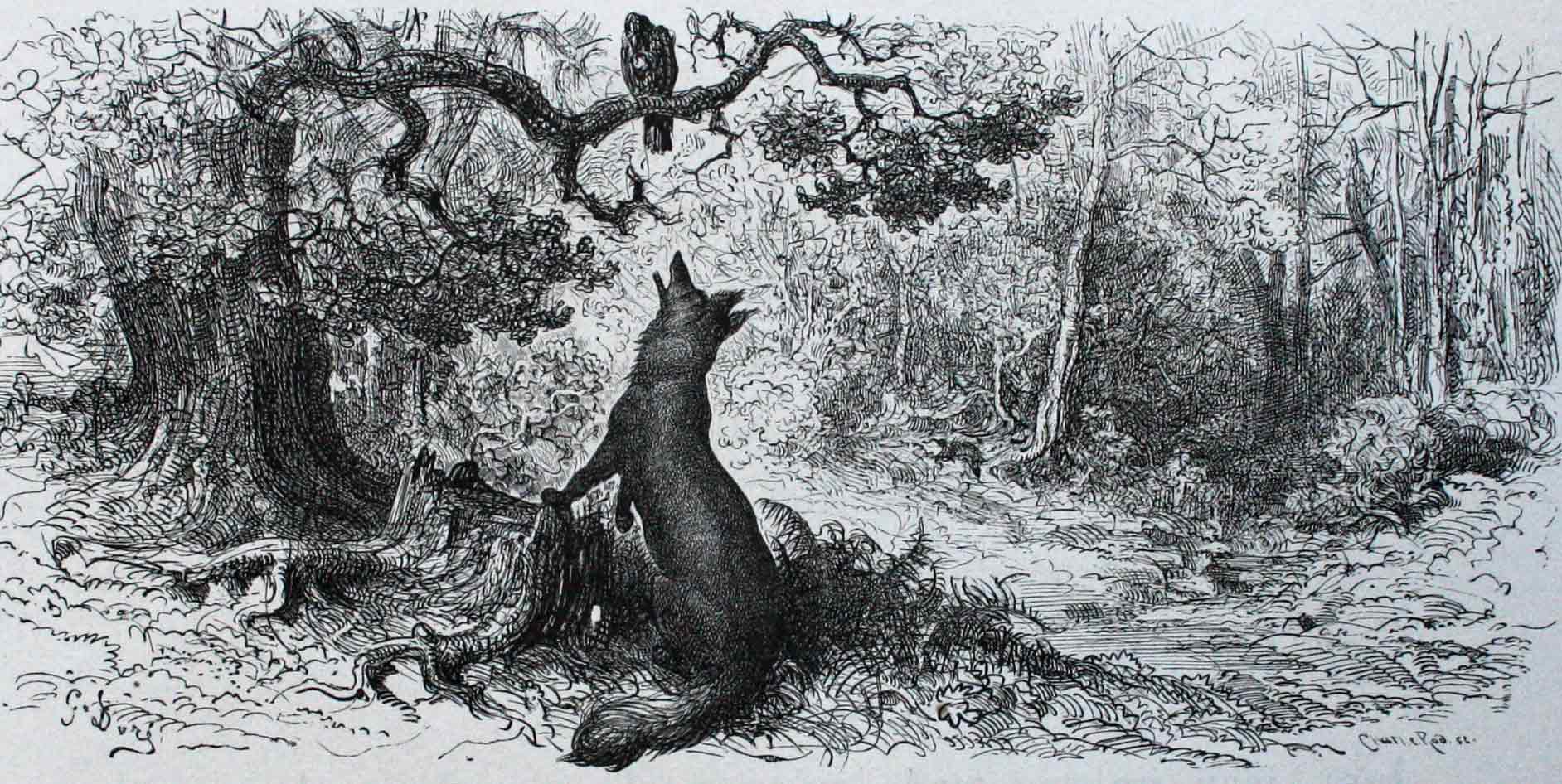 Gustave Doré, le courbeau et le renard
