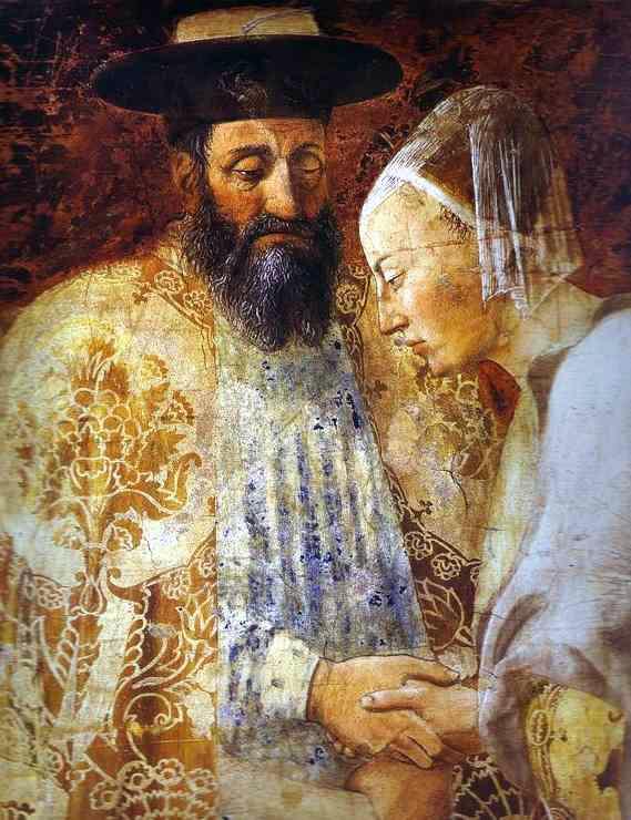Piero della Francesca, de koningin van Sheba ontmoet 
			koning Salomon