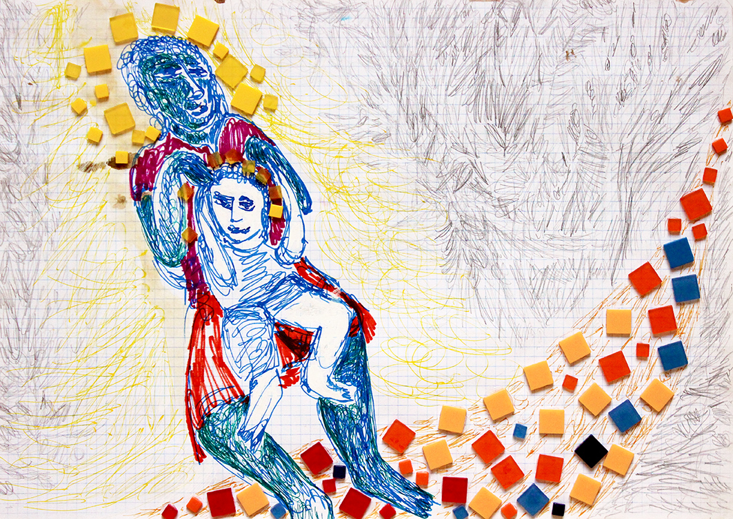 mary & jesus on the road to damascus ii (tekening van Franka Waaldijk)