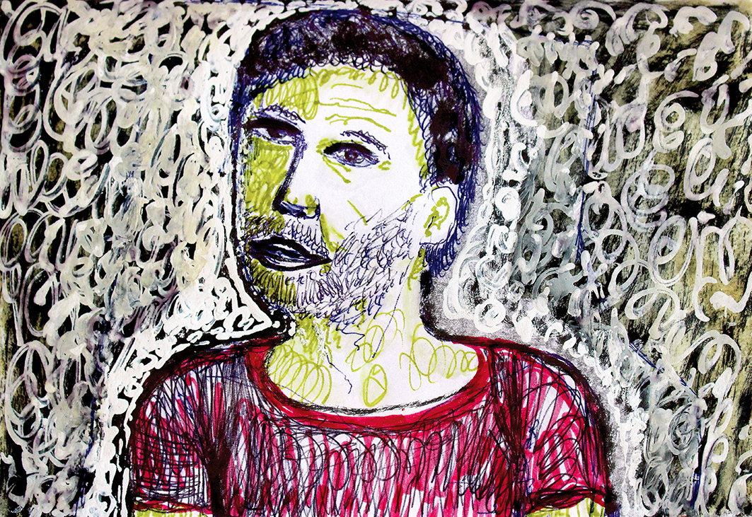 self-portrait in grey unrest (drawing by Franka Waaldijk)