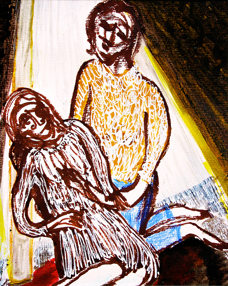 when i found the victim under a street lamp, there was little i could do (drawing by Franka Waaldijk)
