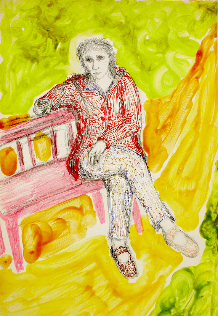 woman in park (tekening van Franka Waaldijk)